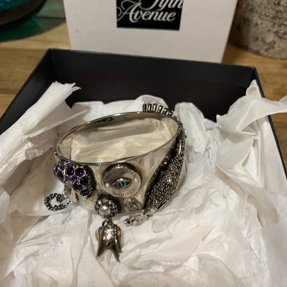 Alexander McQueen Jeweled Hinged Cuff Bracelet - Picture 2 of 8